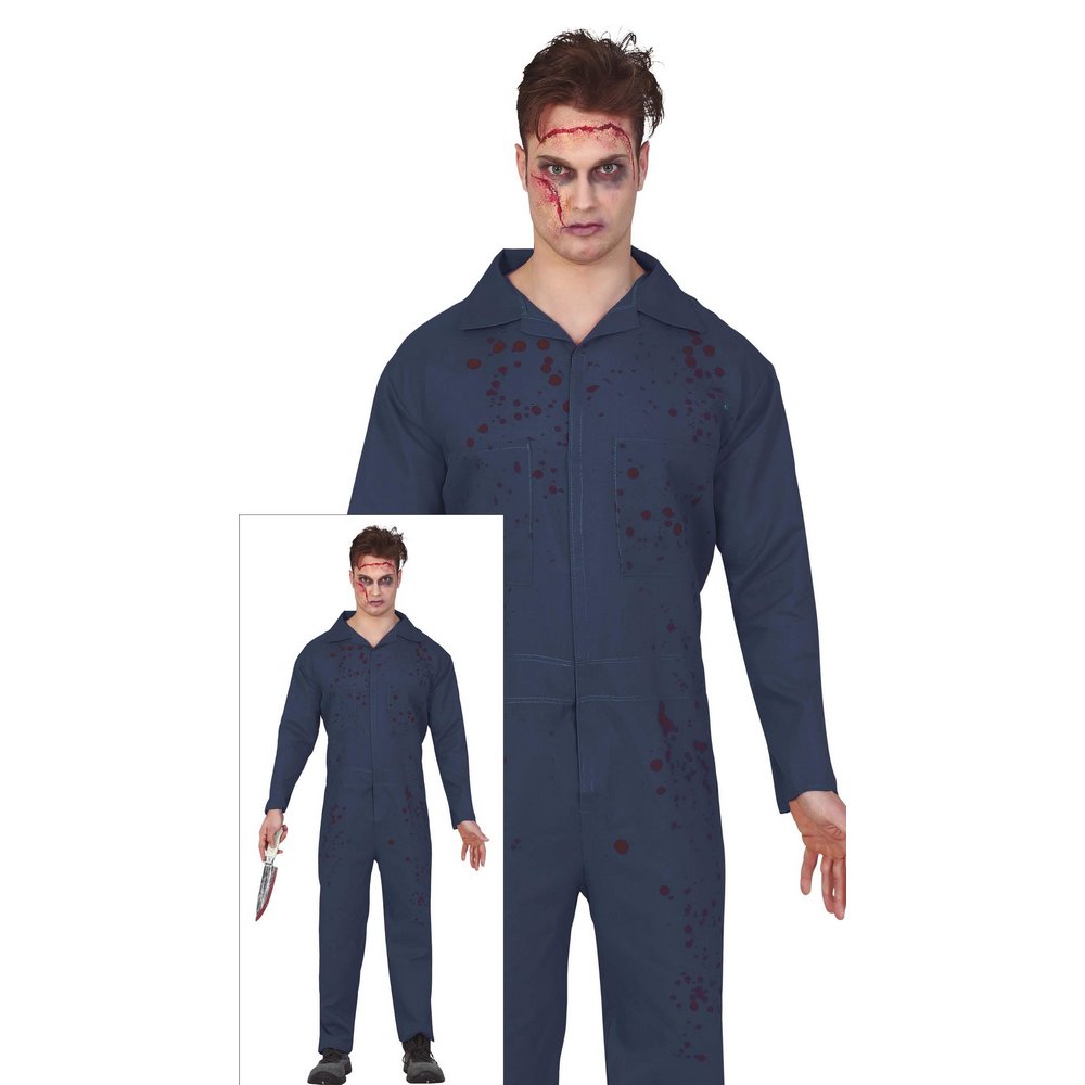 Véres Overall Férfi Jelmez Halloweenre, M (48-50), Kék