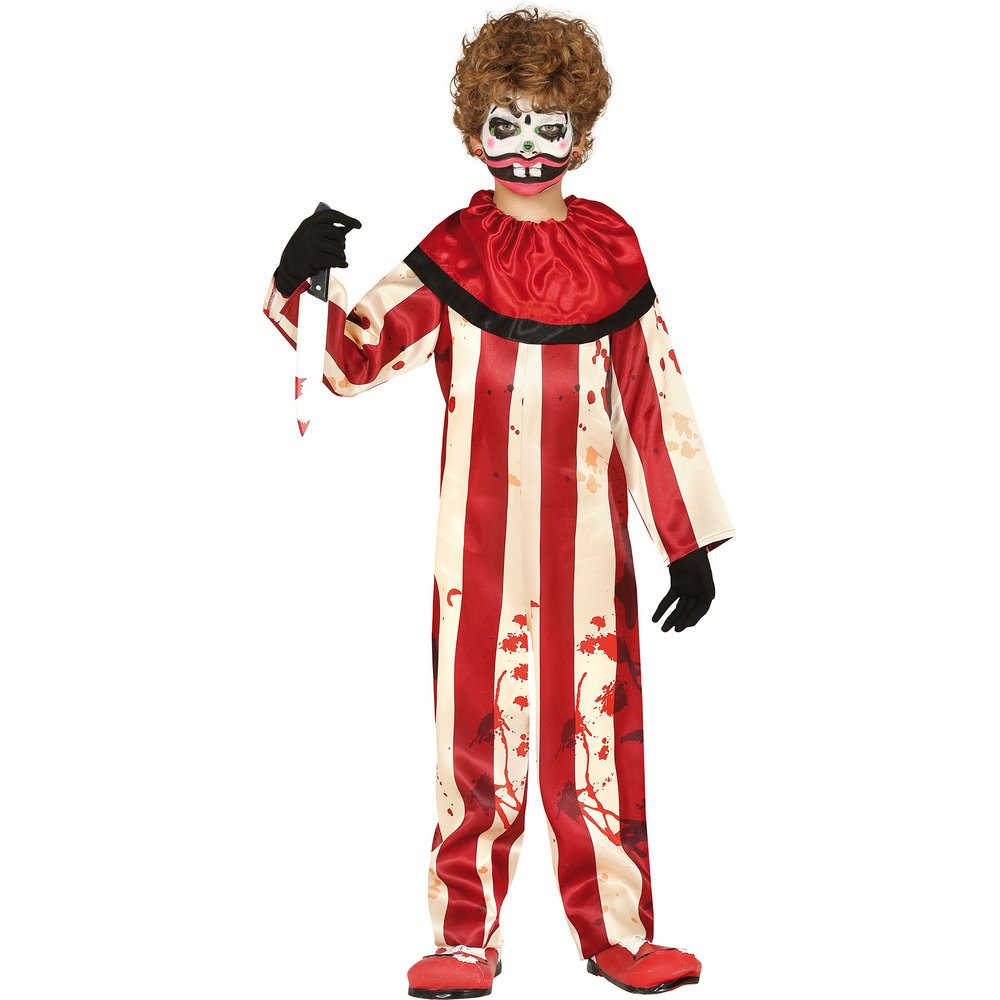 Csíkos Vérfoltos Bohóc Jelmez Fiúknak Halloweenre