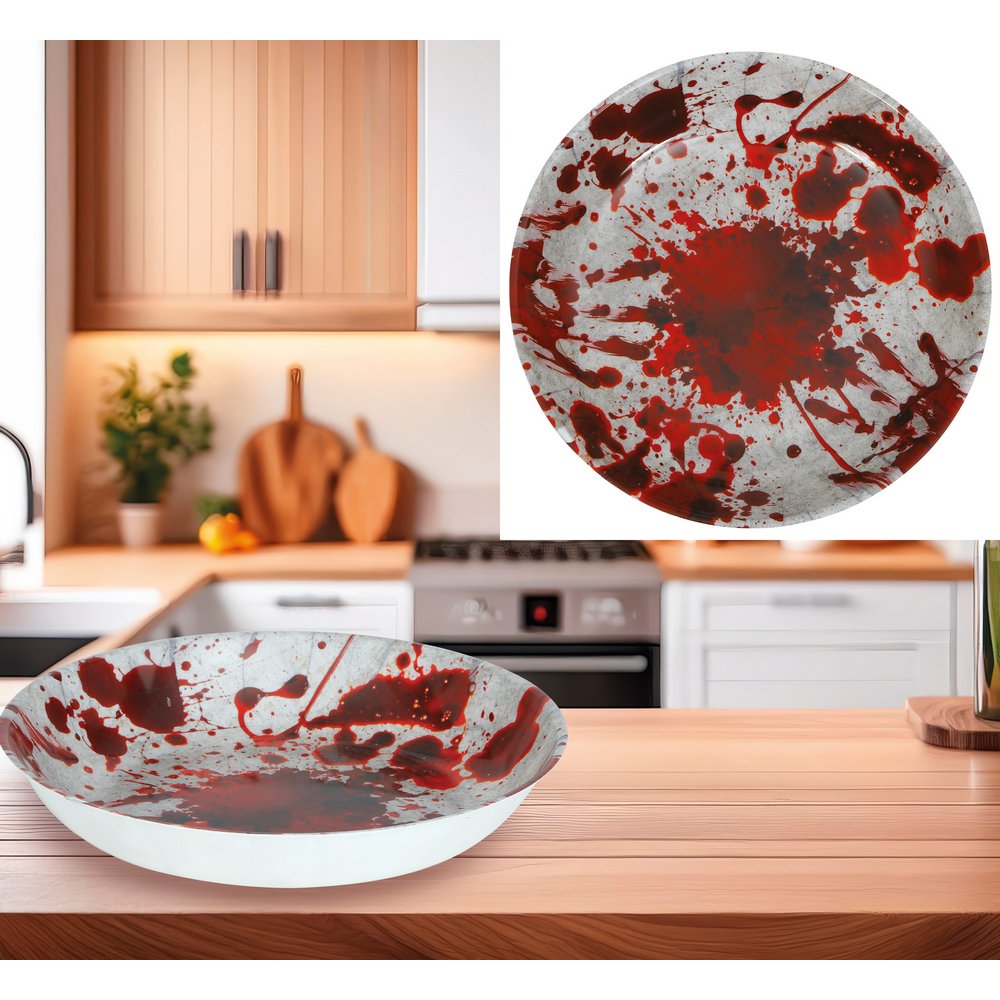 Vérfoltos Műanyag Tál Halloweenre, 32 cm