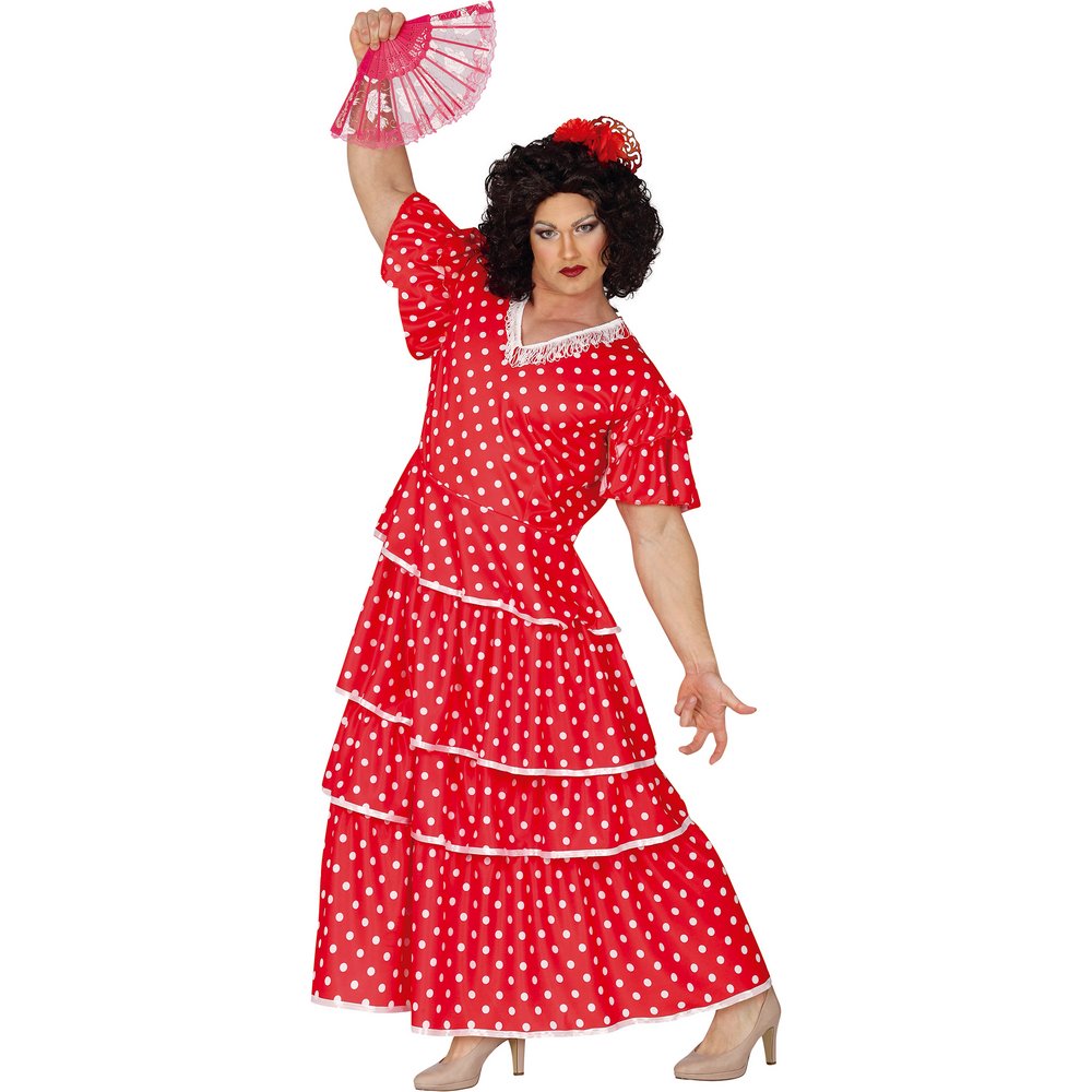 Vicces Flamenco Női Jelmez Férfiaknak Legénybúcsúra, M (48-50), Piros, Fehér