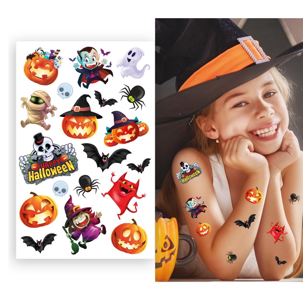 Vidám Halloween Ideiglenes Tetoválás Lap Gyerekeknek