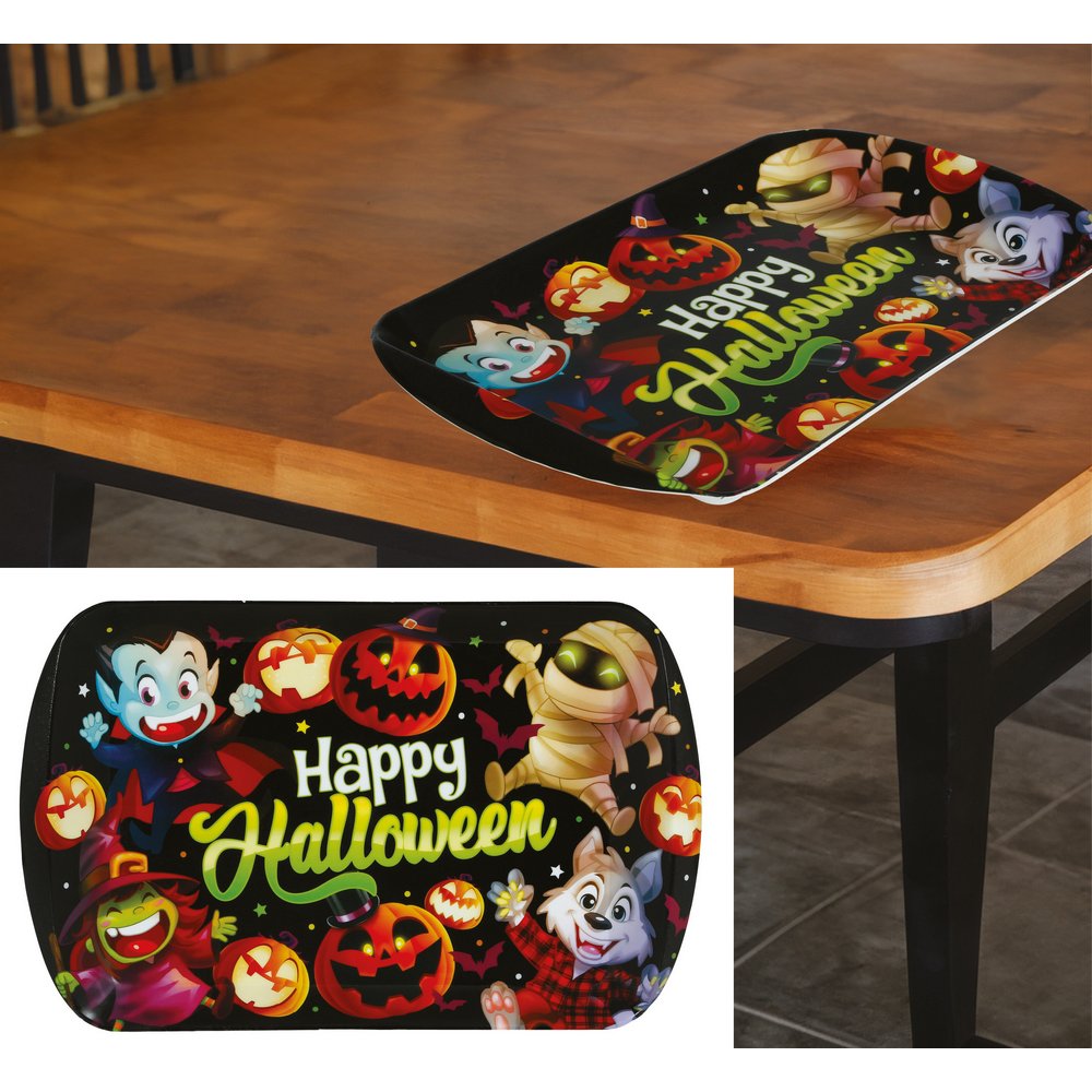 Vidám Halloween Műanyag Tálca, 39x24 cm