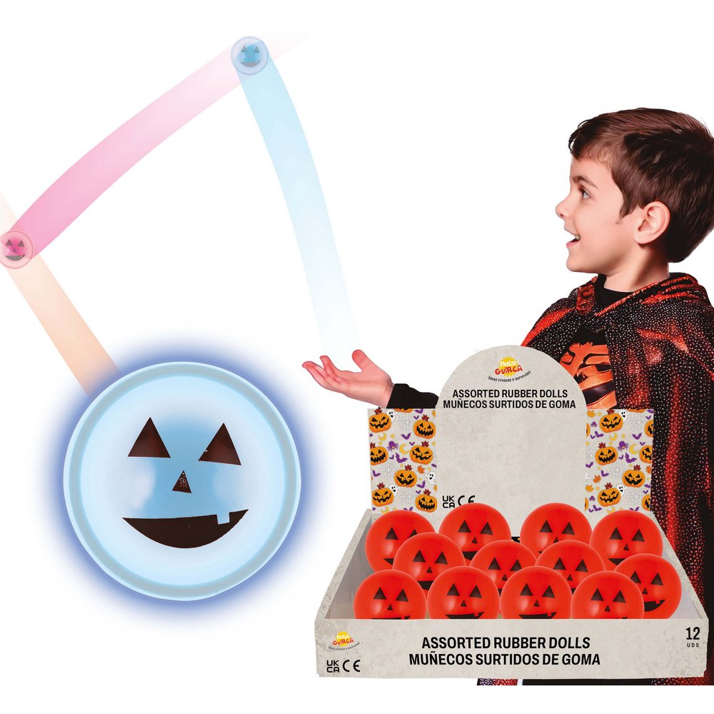 Világító Halloween Tökös Pattogó Labda Display, 12 db