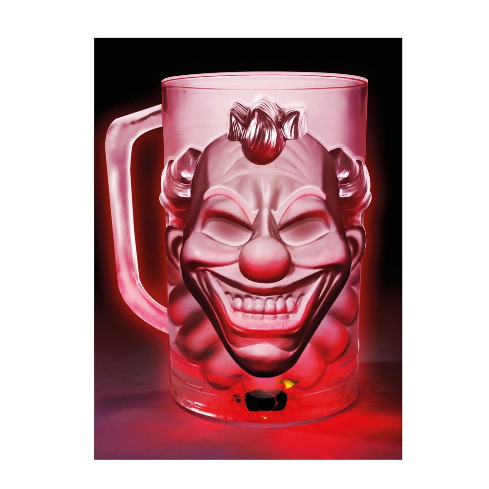 Világító Ijesztő Bohóc Bögre Halloweenre, 500 ml, 10x14 cm
