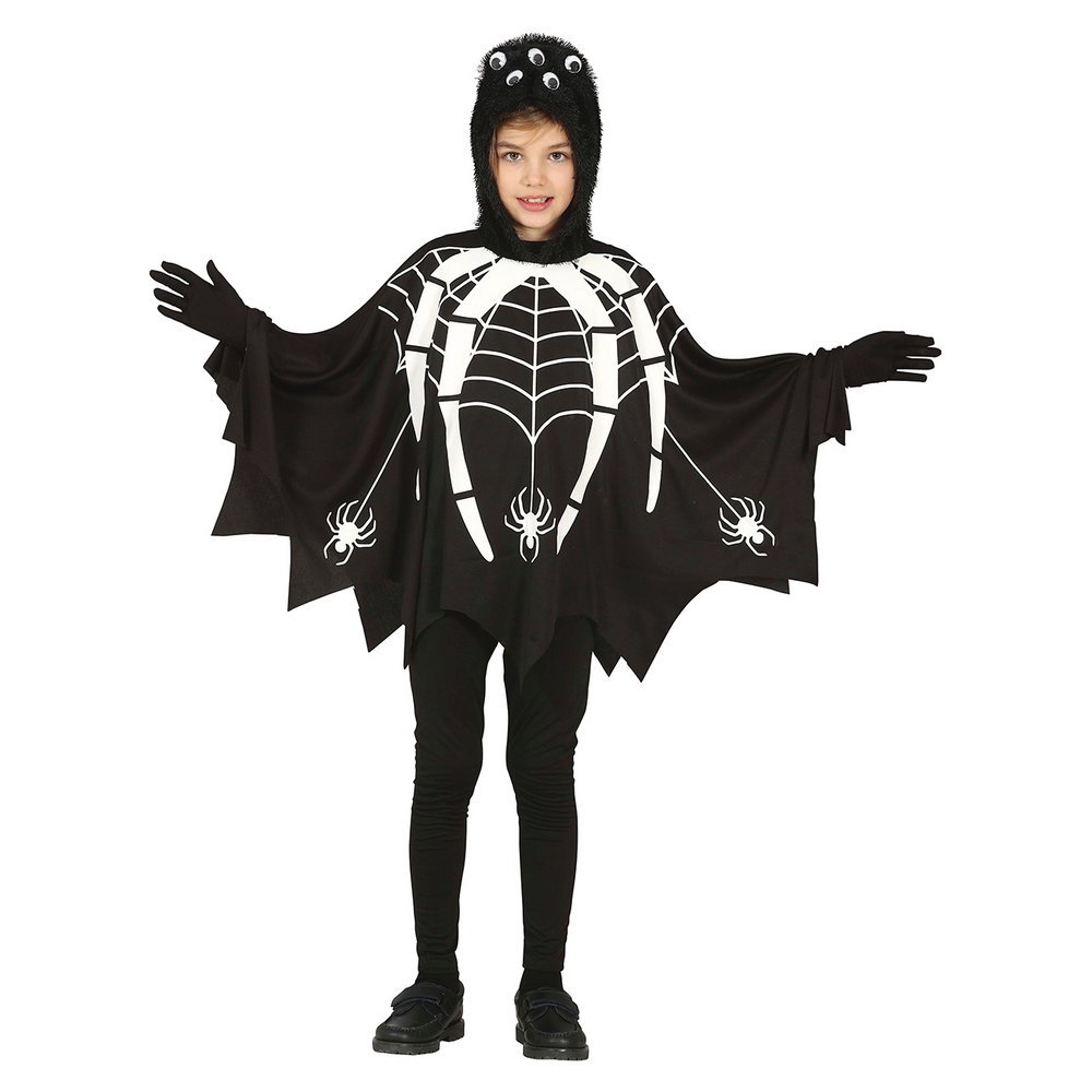 Világító Pókos Gyerek Jelmez Kapucnival és Ponchóval Halloweenre, 5 - 6 Év
