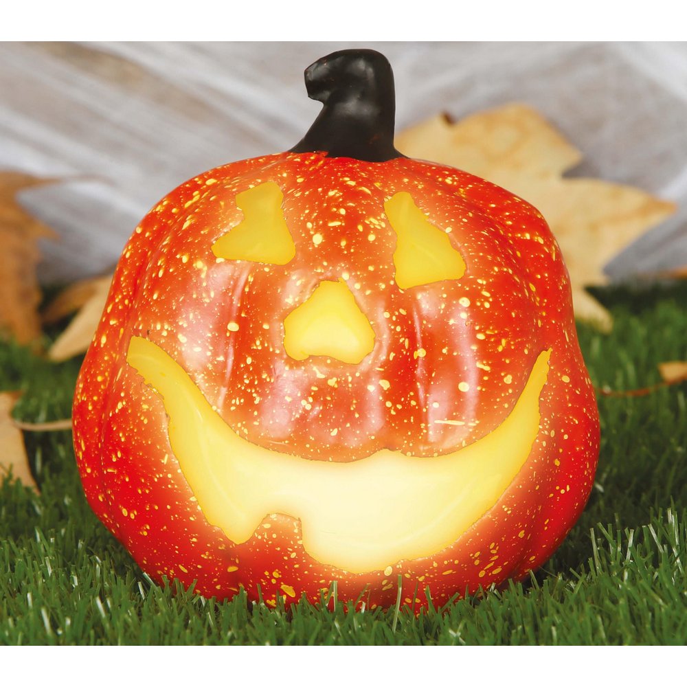 Világító Tök Dekoráció Halloweenre, 15 cm