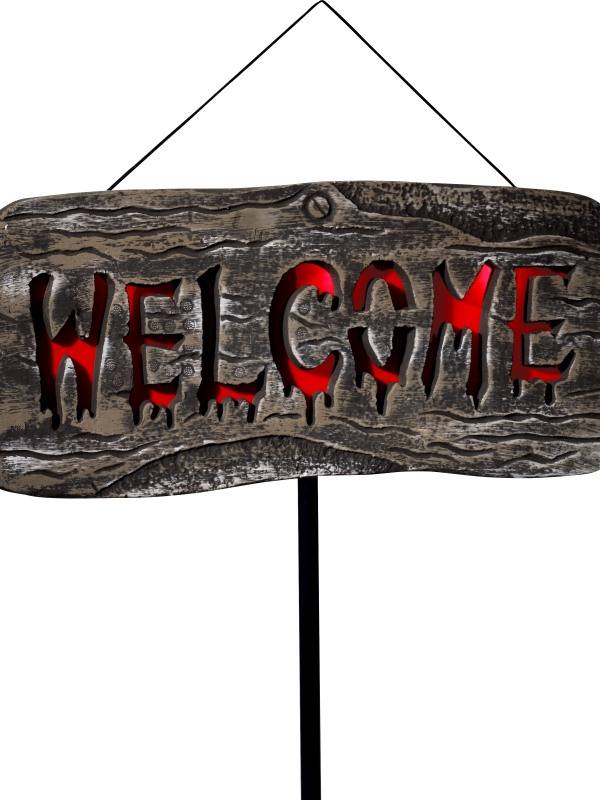 Világító Welcome Party Tábla Halloweenre - 25 cm x 50 cm 