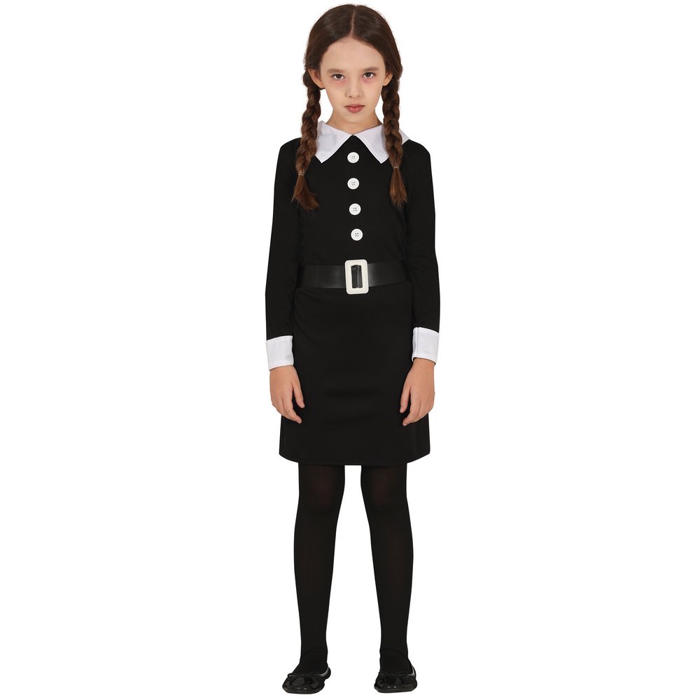 Wednesday Addams Lány Jelmez Halloweenre, 3 - 4 Év