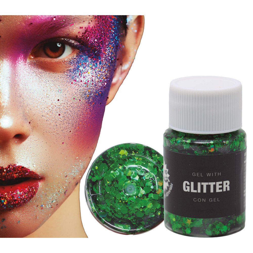 Zöld Glitter Gél, 20 gr
