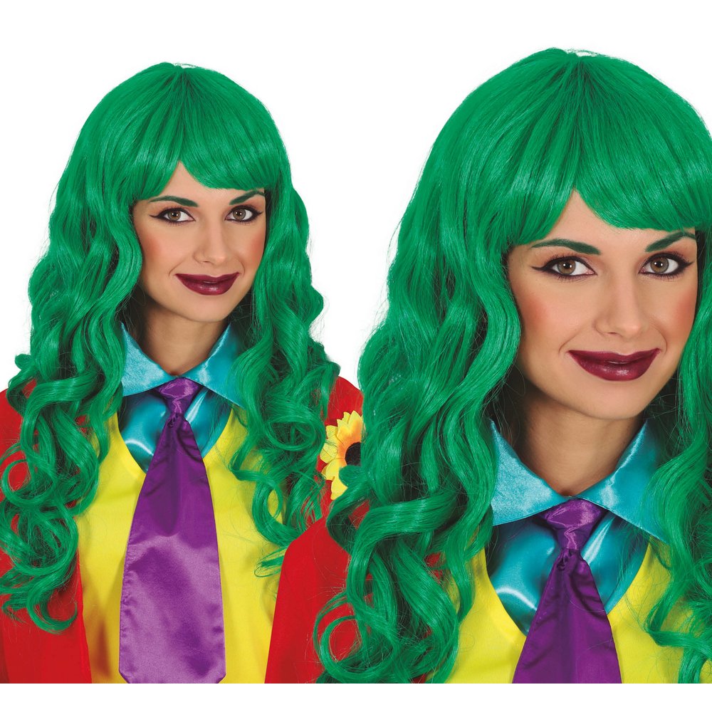 Zöld Hullámos Frufrus Női Paróka Joker Jelmezhez Halloweenre