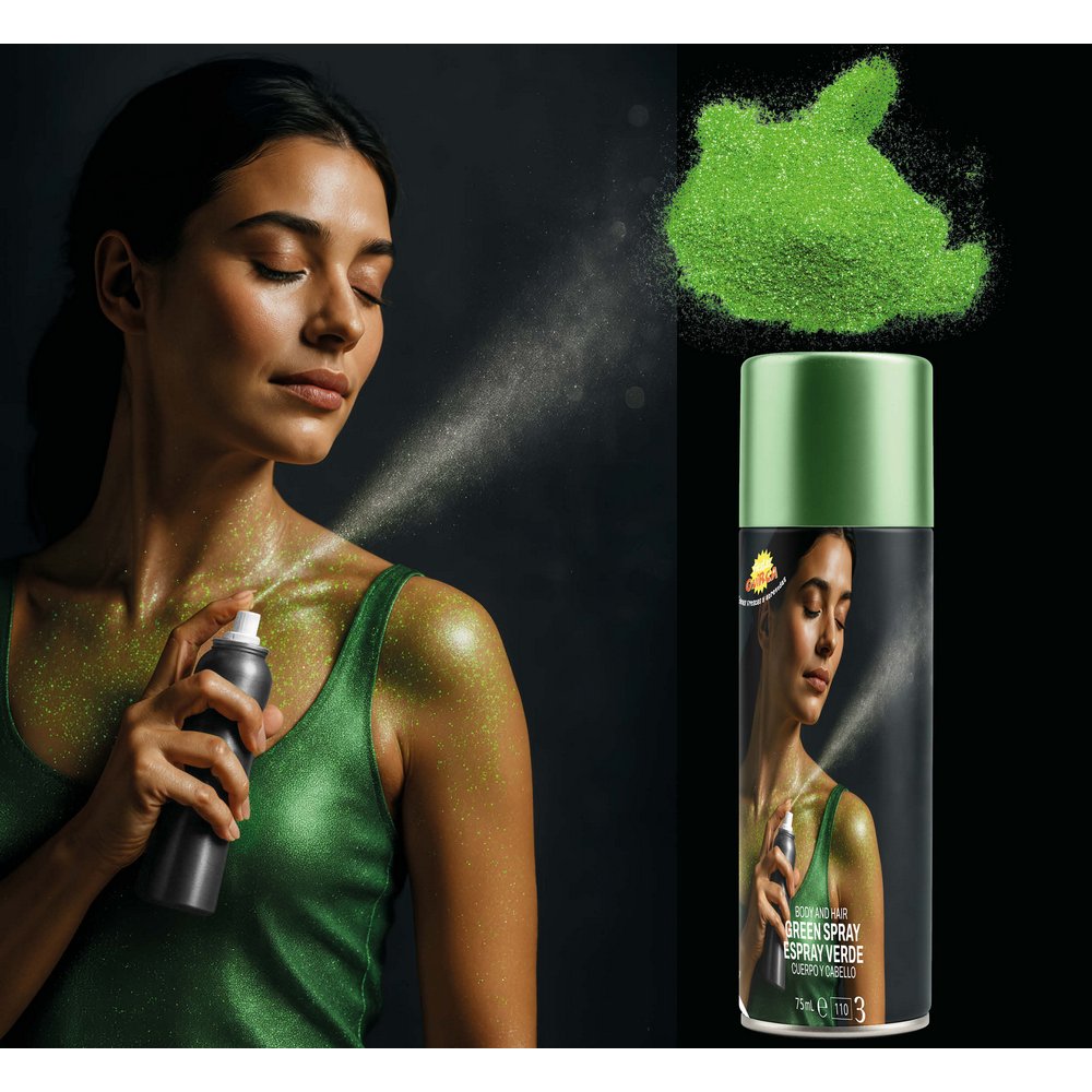 Zöld Test- és Hajspray Halloweenre, 75 ml