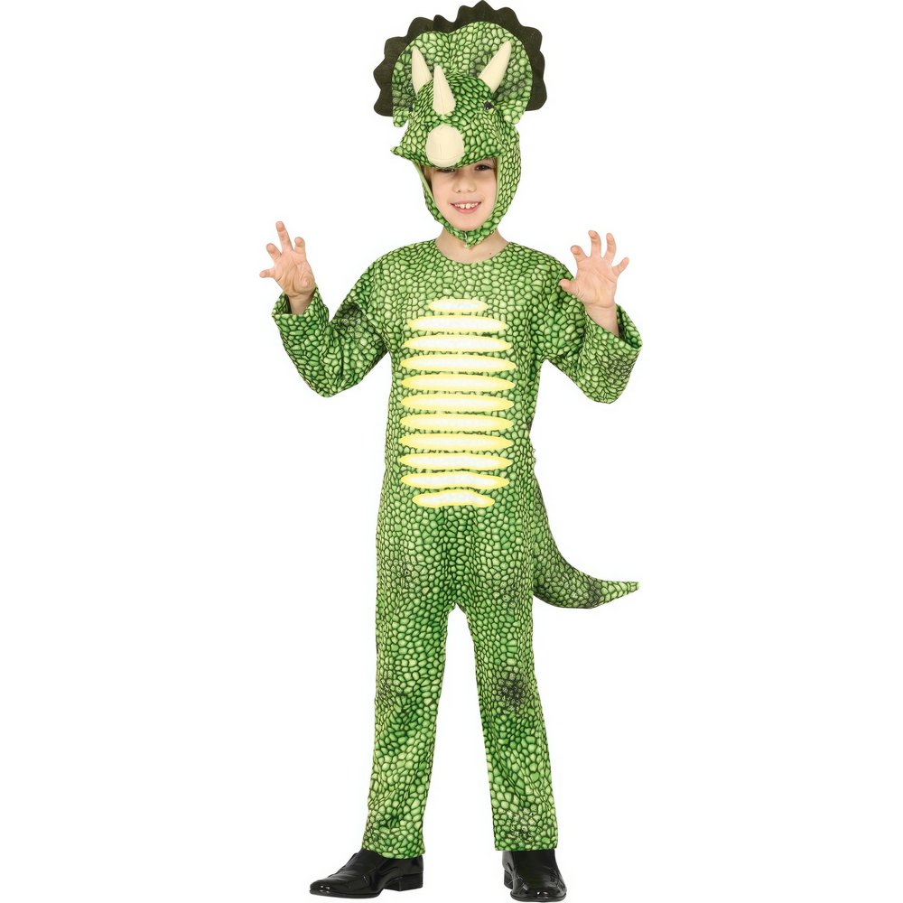 Zöld Triceratops Gyerek Jelmez Unisex, 3 - 4 Év