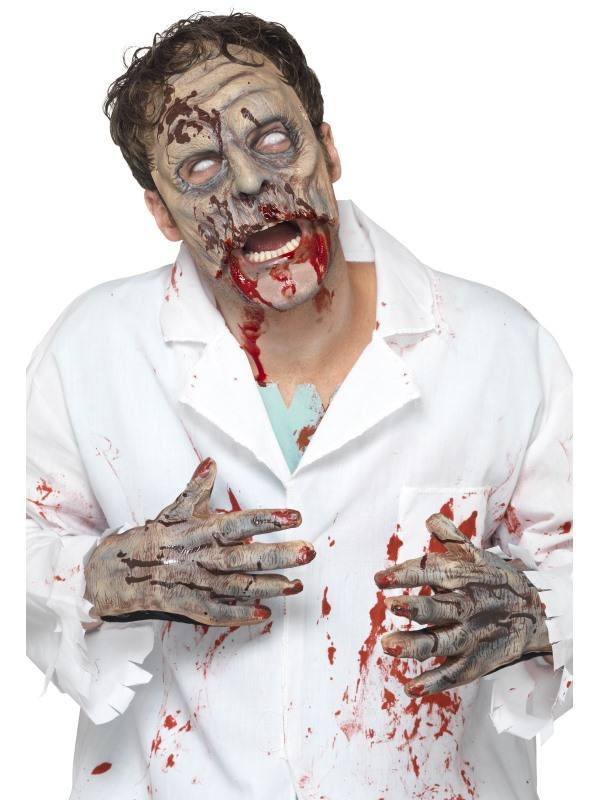 Zöld Zombi Szett Latex Maszkkal és Kesztyűvel