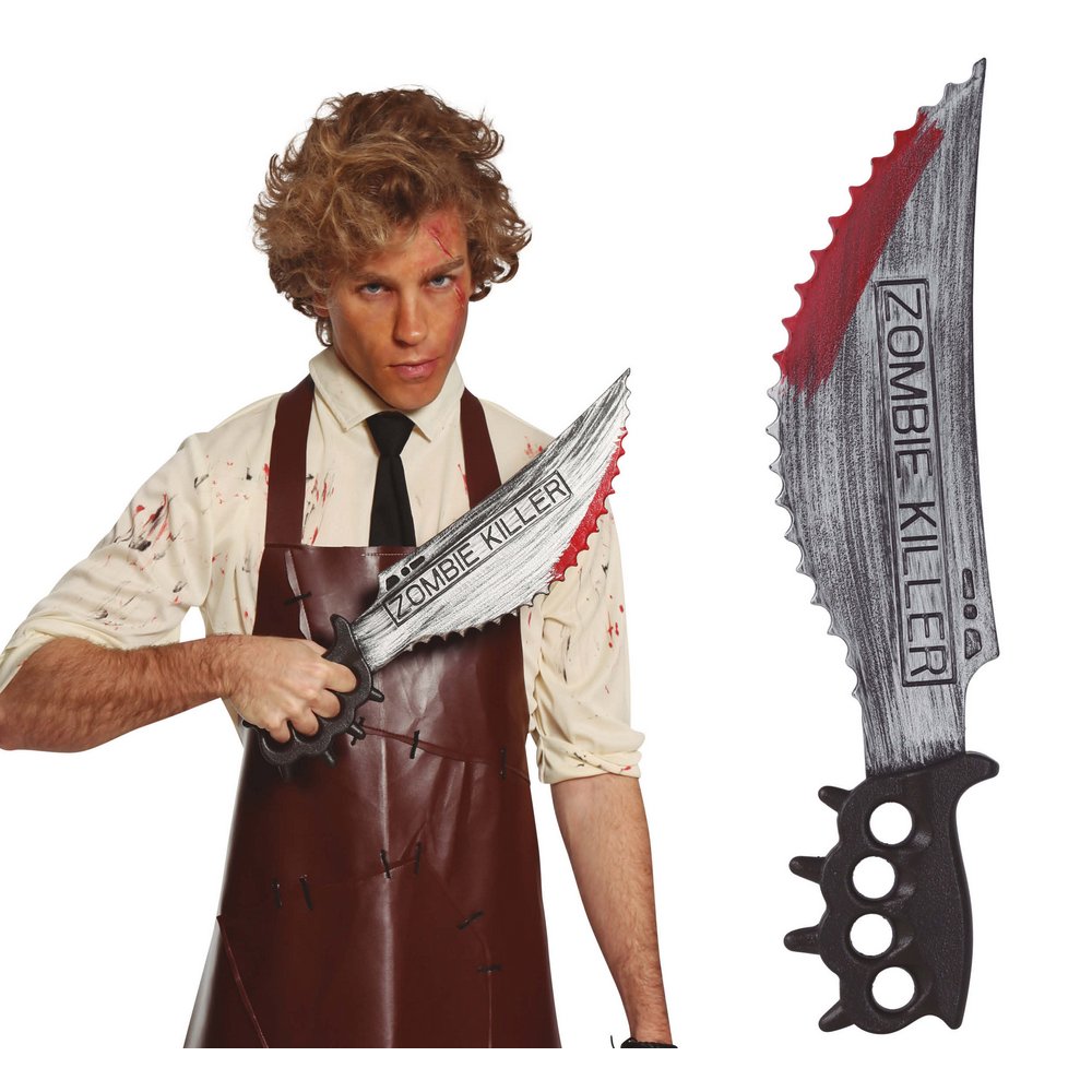 Zombiölő Fűrészelt Kés Jelmez Kiegészítő Halloweenre, 50 cm