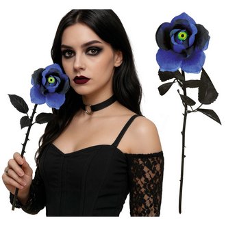 Macskaszemes Kék-Fekete Virág Halloweenre, 42 cm