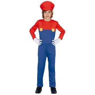 Mario Stílusú Vízvezeték-szerelő Fiú Jelmez