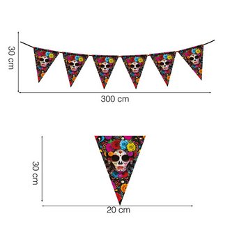 Mexikói Halottak Napja Girland Halloweenre, 300 cm