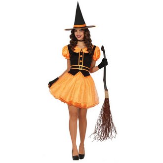 Narancssárga Boszorkány Jelmez Női Halloweenre