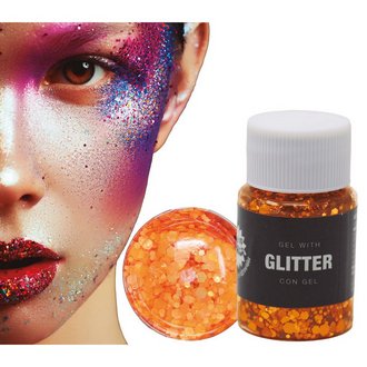 Narancssárga Glitter Gél, 20 gr
