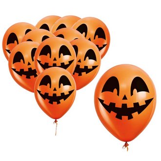 Narancssárga Halloween Tökfej Lufi Szett, 10 db, 30 cm