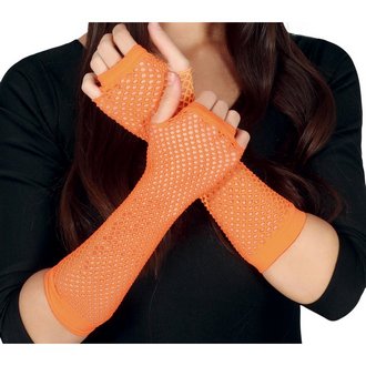 Narancssárga Női Hálós Kesztyű 80-as Évek Stílusában,  26 cm