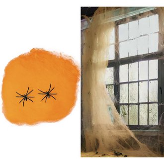 Narancssárga Pókháló Dekoráció Halloweenre, 60 g