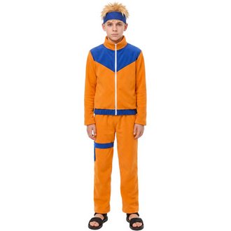 Naruto Stílusú Narancs-Kék Nindzsa Jelmez Fiúknak
