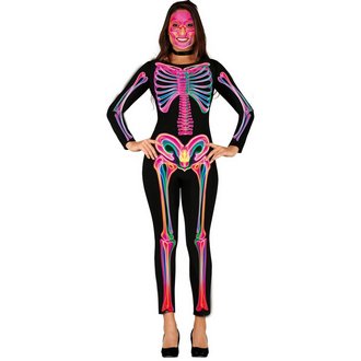 Neon Csontváz Női Jelmez Halloweenre