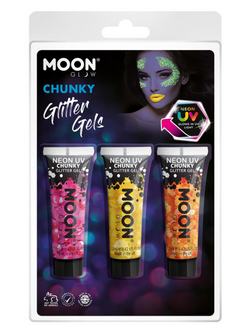 Neon Magenta, Sárga és Narancssárga UV Nagyszemű Csillám - 12 ml, 3 db