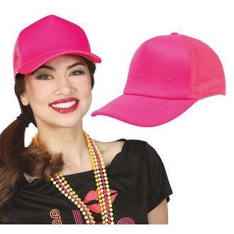 Neon Rózsaszín Hálós Sapka 80-as évekbeli Partihoz Felnőtt Unisex