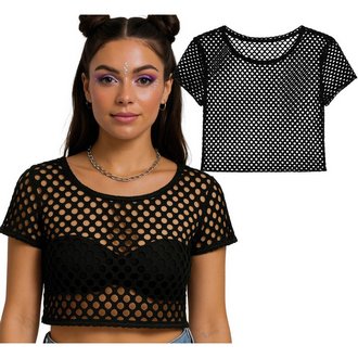 Neonsárga Női Hálós Crop Top 80-as Évek Partira