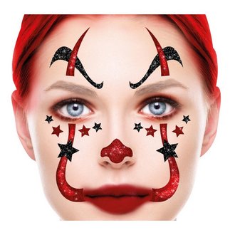 Női Csillámos Bohóc Arcdísz Halloweenre, 20x20 cm