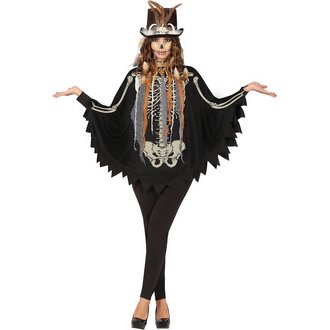 Női Csontváz Poncsó Halloweenre