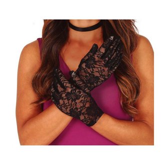 Női Elegáns Csipkés Kesztyű, Fekete, 22 cm