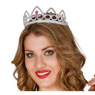 Női Ezüst Hercegnő Tiara Színes Kövekkel