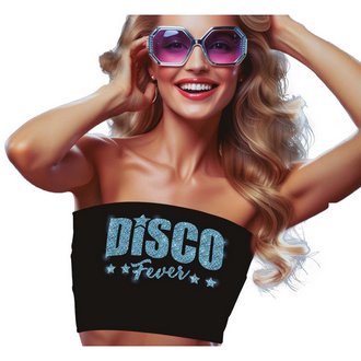 Női Fekete Csillogó Disco Top