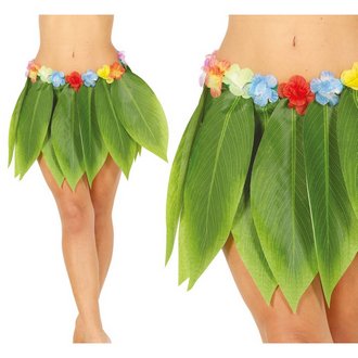 Női Hawaii Levél Szoknya Virágokkal Tematikus Partira, 38 cm