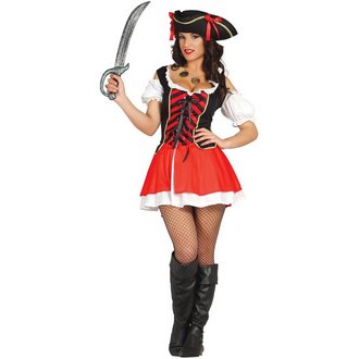 Női Kalóz Jelmez Szett Fekete-Piros