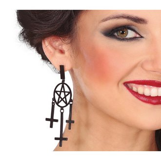 Női Pentagram és Fordított Keresztes Fülbevaló, 8 cm