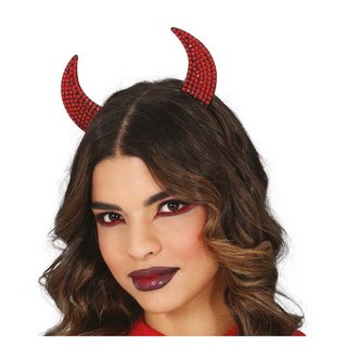 Női Piros Csillogó Ördög Fejpánt Halloweenre