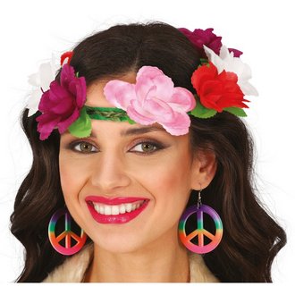 Női Virágos Hippie Fejdísz, 20 cm
