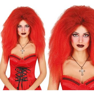 Női Vörös Bozontos Paróka Ördög Jelmezhez Halloweenre