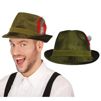Oktoberfest Zöld Bársony Kalap Tollal