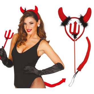 Ördög Női Kiegészítő Szett Halloweenre, 3 részes