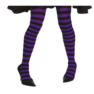 Orgonalila Narancssárga-Fekete Csíkos Női Harisnya Boszorkány Jelmezhez Halloweenre