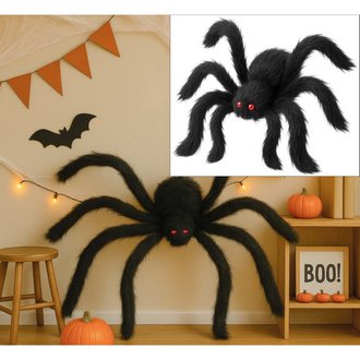 Óriás Fekete Pók Halloween Dekoráció, 125 cm