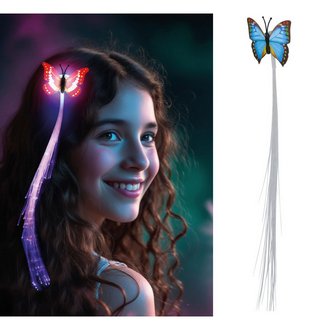 Pillangós LED-es Optikai Szálas Hajtincs Lányoknak, 33 cm