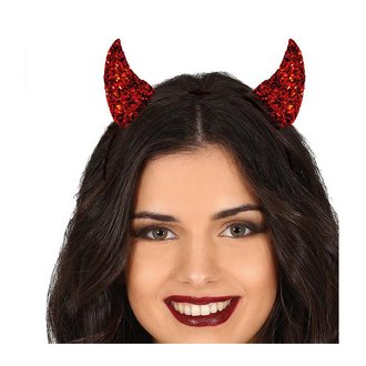 Piros Csillámos Ördögszarv Fejpánt Nőknek Halloweenre