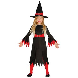 Piros-Fekete Boszorkány Jelmez Lányoknak Halloweenre