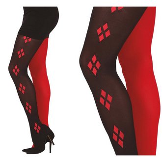 Piros-Fekete Harlekin Harisnya Nőknek Halloweenre